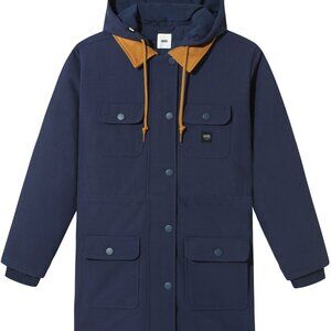 Vans MTE Long Coat Men's Medium Blue Ski Snow Chore Hooded ~ NEW WITH TAGS
